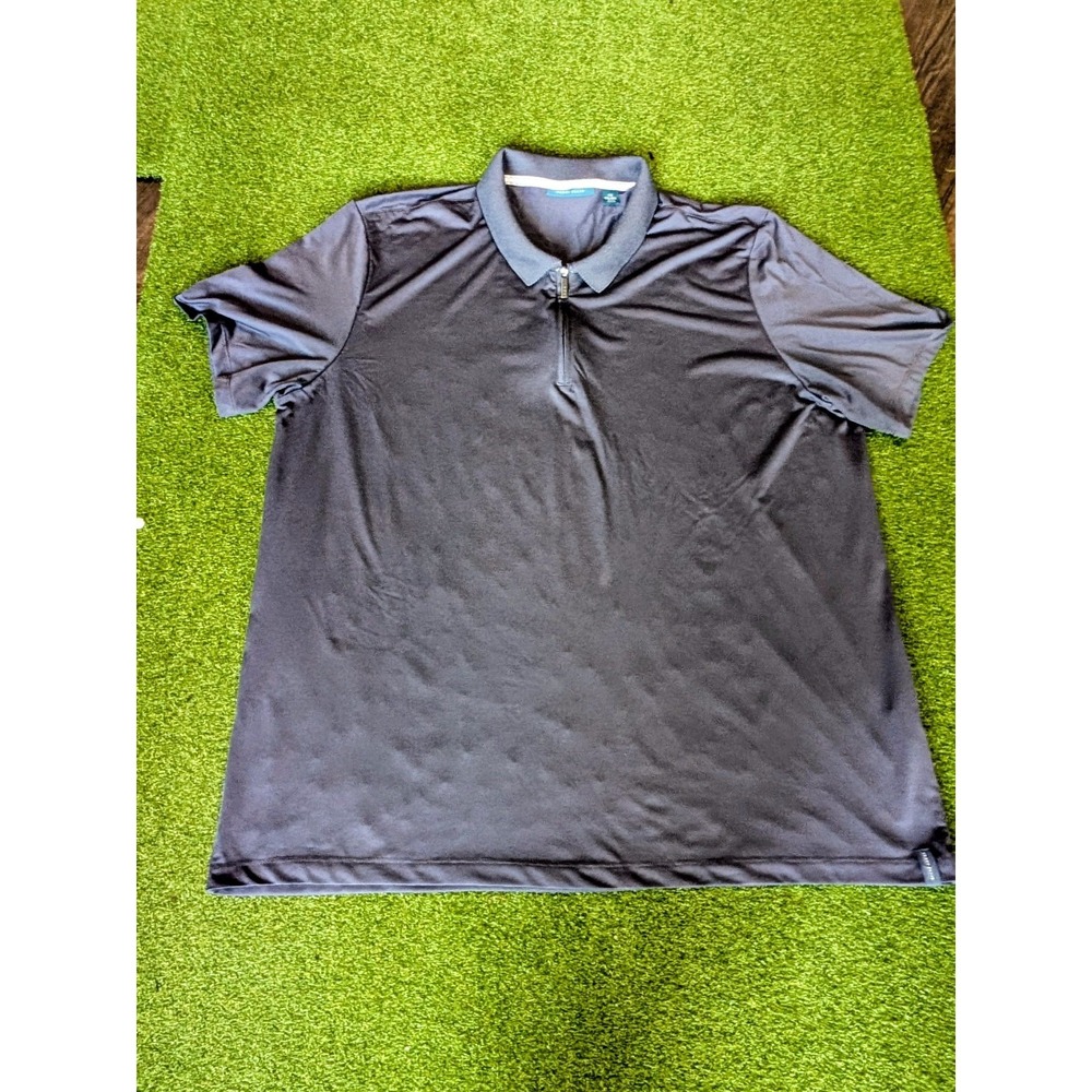 Perry Ellis Men's Golf Polo XXL Gray Short Sleeve 1/4 Zip Collar Shirt Sleeve